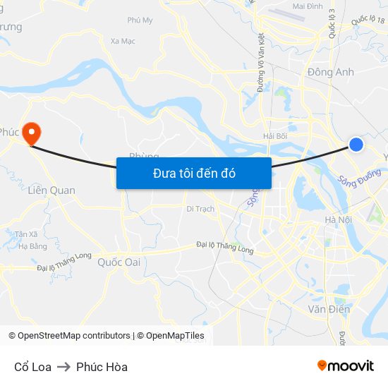 Cổ Loa to Phúc Hòa map