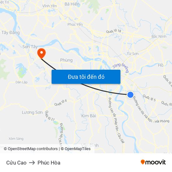 Cửu Cao to Phúc Hòa map