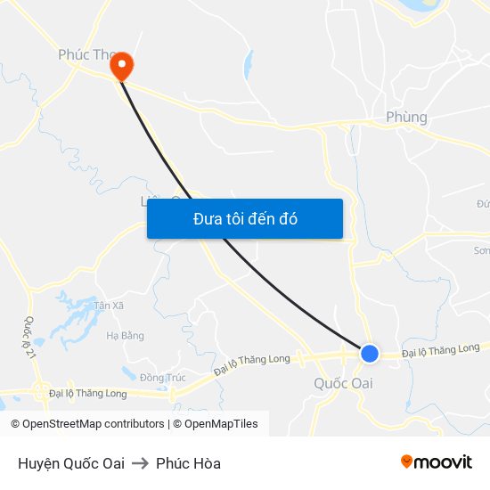 Huyện Quốc Oai to Phúc Hòa map