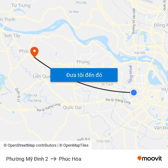 Phường Mỹ Đình 2 to Phúc Hòa map