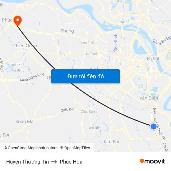 Huyện Thường Tín to Phúc Hòa map