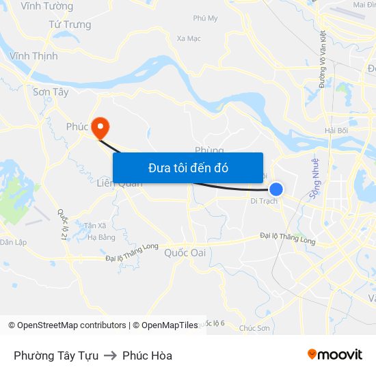 Phường Tây Tựu to Phúc Hòa map