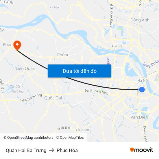 Quận Hai Bà Trưng to Phúc Hòa map