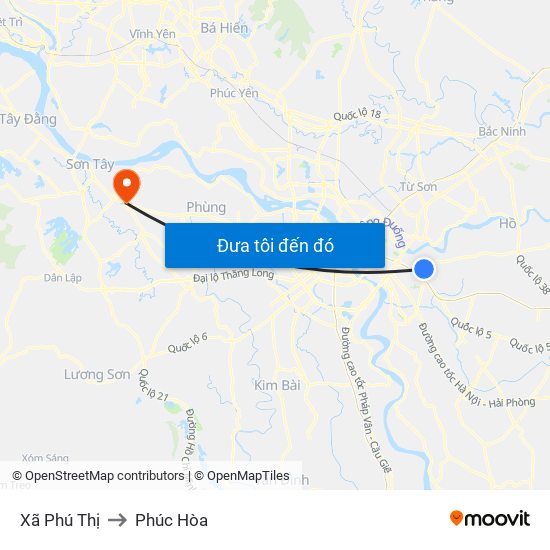 Xã Phú Thị to Phúc Hòa map