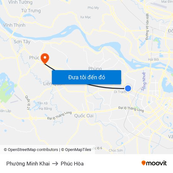 Phường Minh Khai to Phúc Hòa map