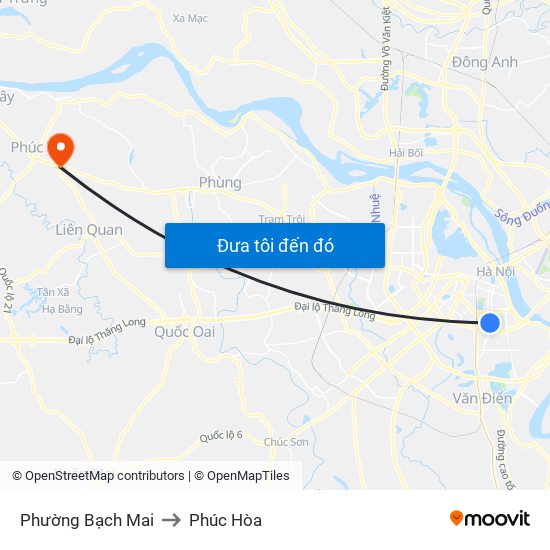 Phường Bạch Mai to Phúc Hòa map