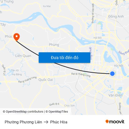 Phường Phương Liên to Phúc Hòa map