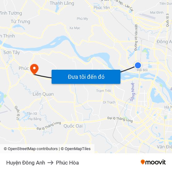 Huyện Đông Anh to Phúc Hòa map