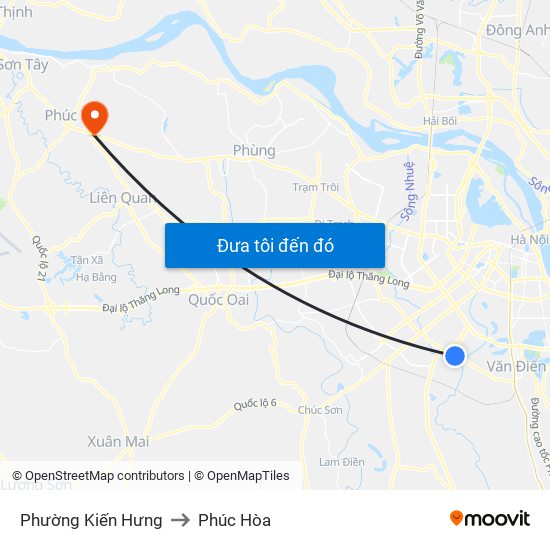 Phường Kiến Hưng to Phúc Hòa map