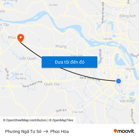 Phường Ngã Tư Sở to Phúc Hòa map