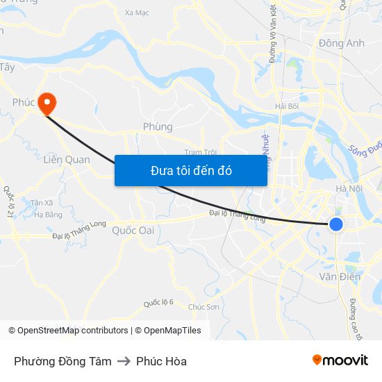 Phường Đồng Tâm to Phúc Hòa map