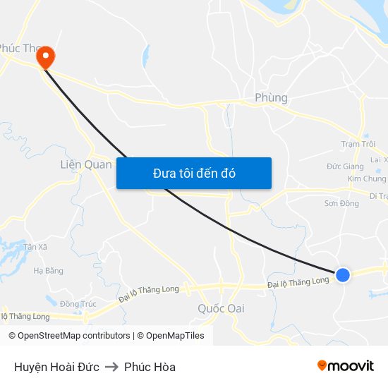 Huyện Hoài Đức to Phúc Hòa map