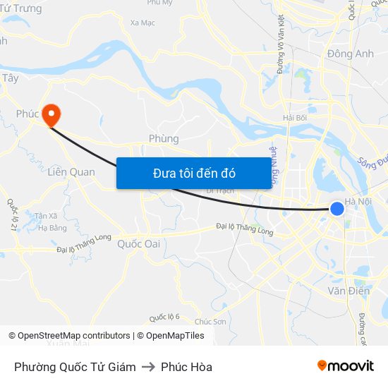 Phường Quốc Tử Giám to Phúc Hòa map