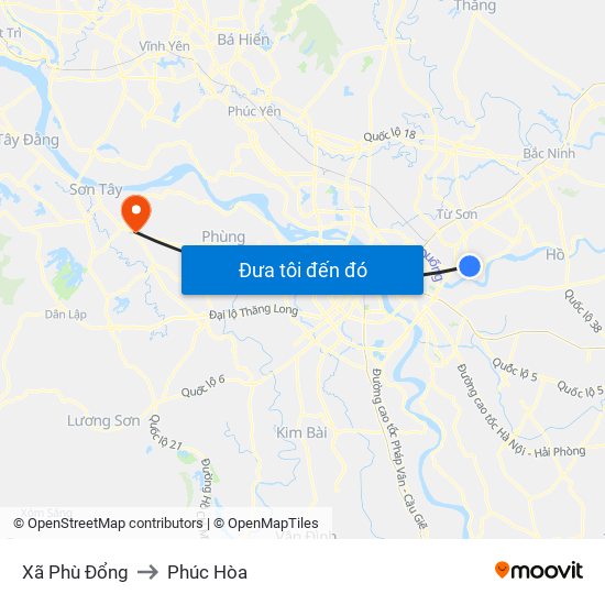 Xã Phù Đổng to Phúc Hòa map