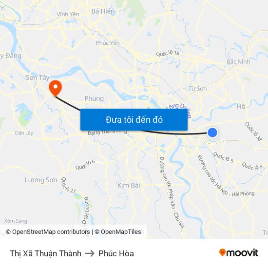 Thị Xã Thuận Thành to Phúc Hòa map