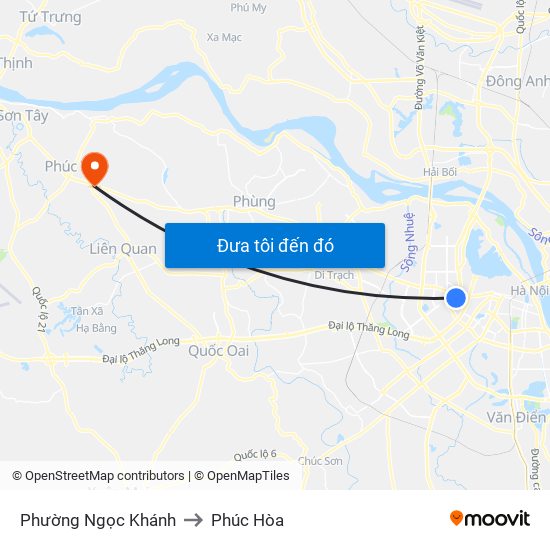 Phường Ngọc Khánh to Phúc Hòa map