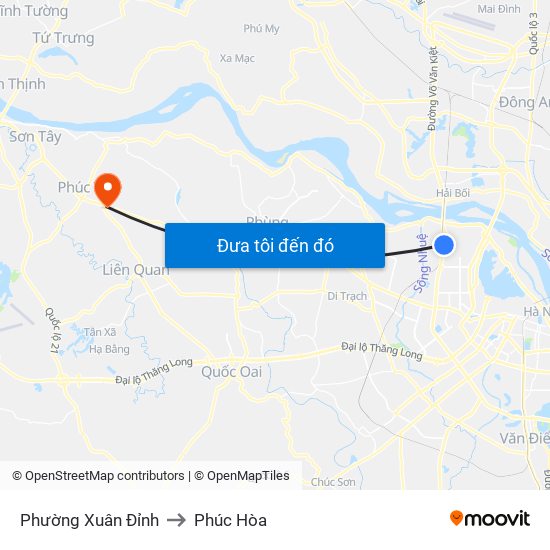 Phường Xuân Đỉnh to Phúc Hòa map