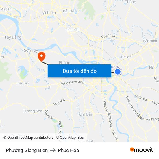 Phường Giang Biên to Phúc Hòa map