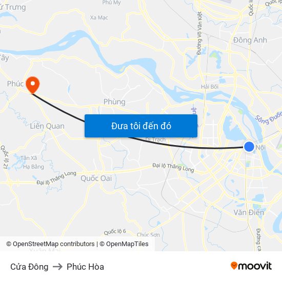 Cửa Đông to Phúc Hòa map