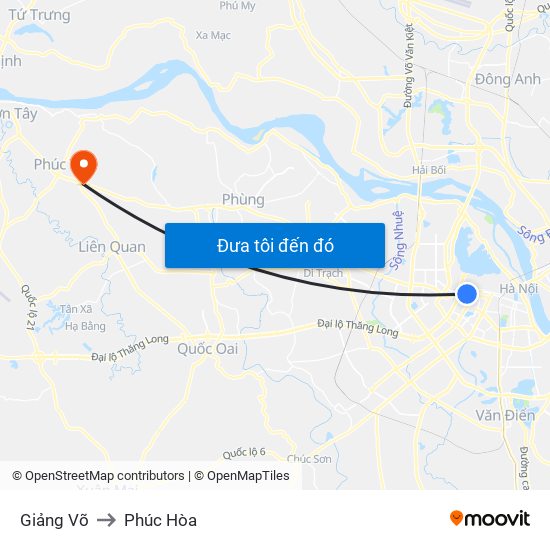 Giảng Võ to Phúc Hòa map