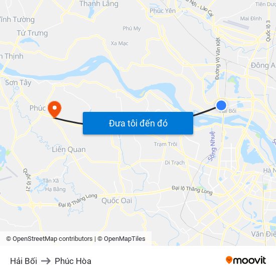 Hải Bối to Phúc Hòa map