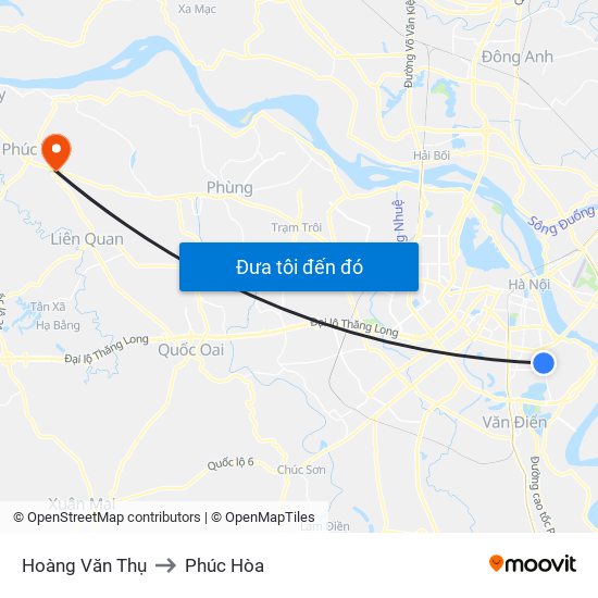 Hoàng Văn Thụ to Phúc Hòa map