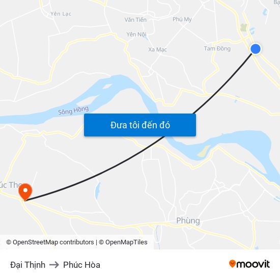 Đại Thịnh to Phúc Hòa map