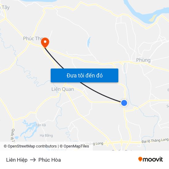 Liên Hiệp to Phúc Hòa map