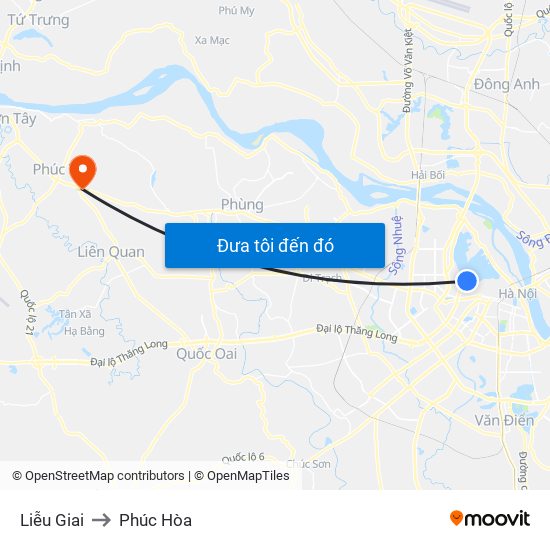 Liễu Giai to Phúc Hòa map