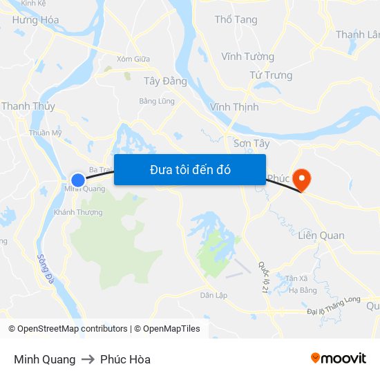 Minh Quang to Phúc Hòa map