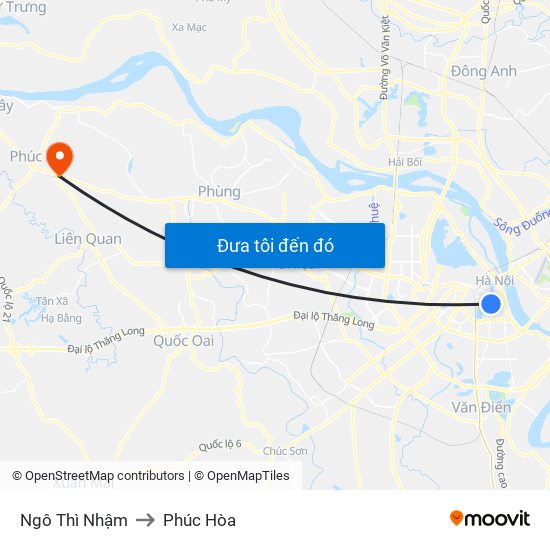 Ngô Thì Nhậm to Phúc Hòa map