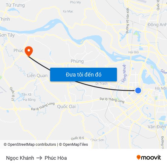 Ngọc Khánh to Phúc Hòa map