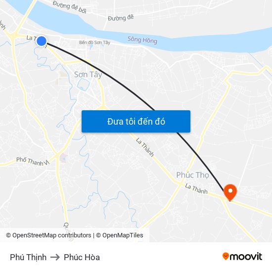 Phú Thịnh to Phúc Hòa map