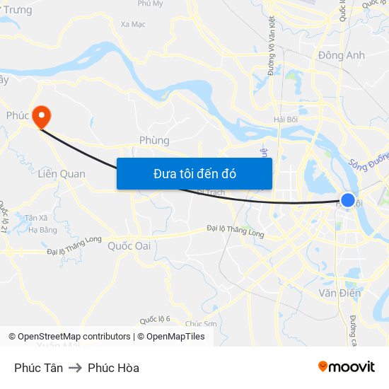 Phúc Tân to Phúc Hòa map