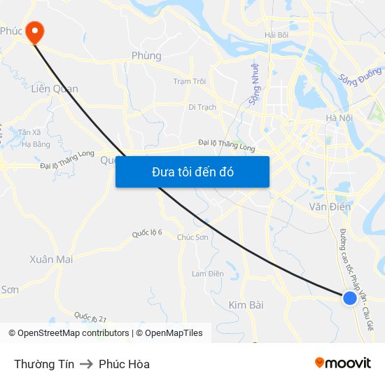 Thường Tín to Phúc Hòa map