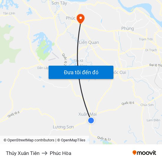 Thủy Xuân Tiên to Phúc Hòa map