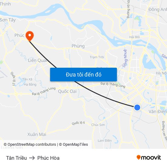 Tân Triều to Phúc Hòa map