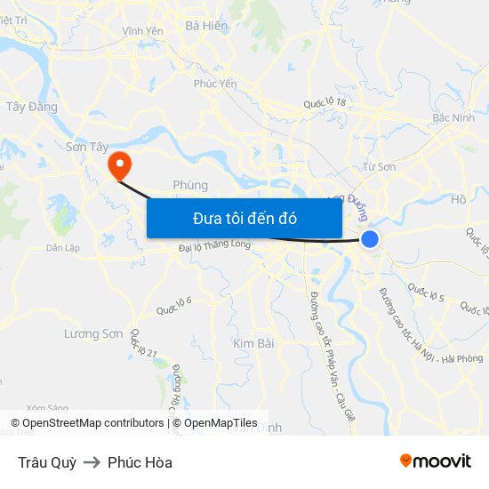 Trâu Quỳ to Phúc Hòa map