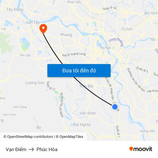 Vạn Điểm to Phúc Hòa map