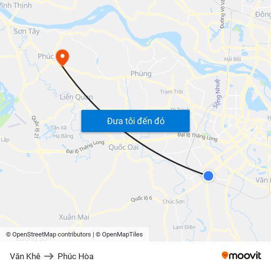 Văn Khê to Phúc Hòa map