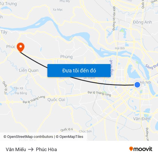 Văn Miếu to Phúc Hòa map