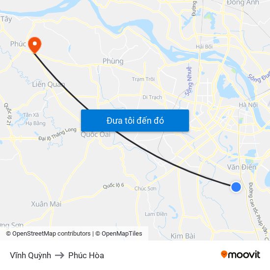 Vĩnh Quỳnh to Phúc Hòa map