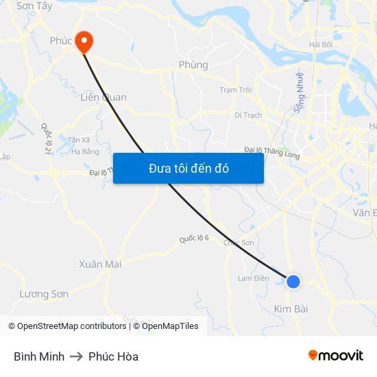 Bình Minh to Phúc Hòa map