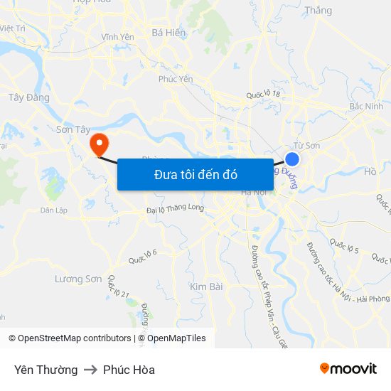 Yên Thường to Phúc Hòa map