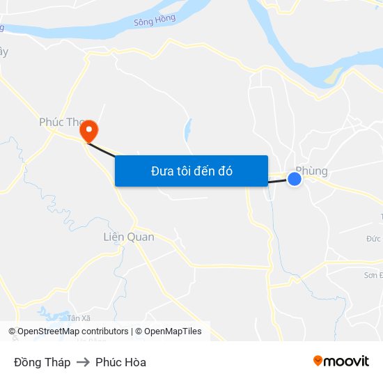 Đồng Tháp to Phúc Hòa map