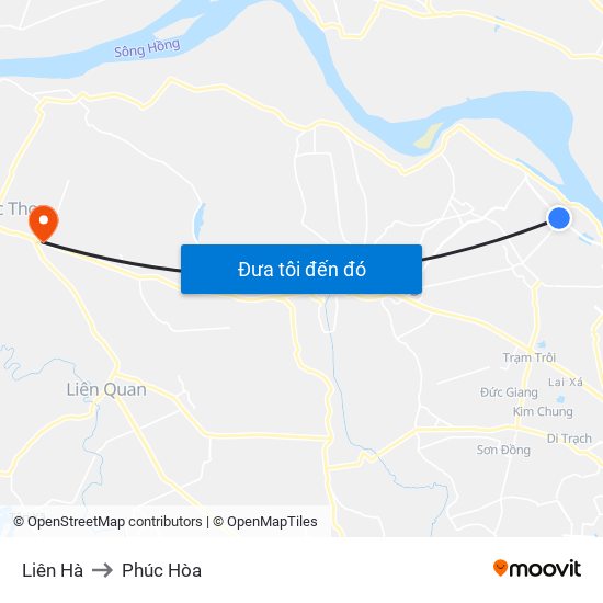 Liên Hà to Phúc Hòa map