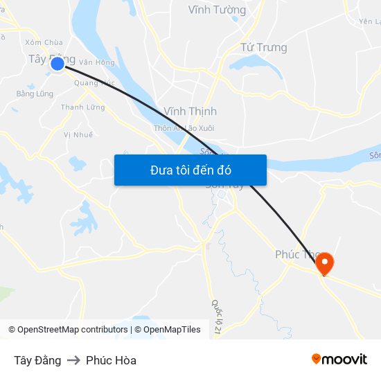 Tây Đằng to Phúc Hòa map