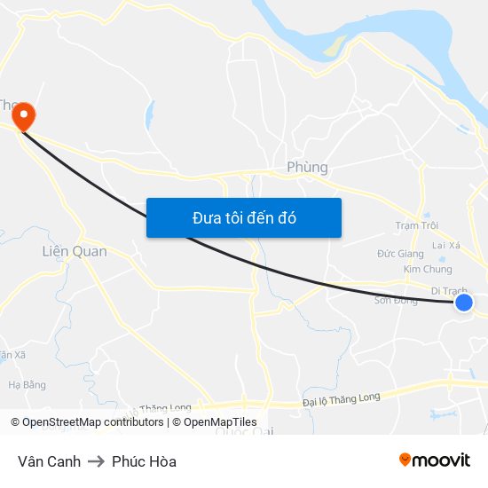 Vân Canh to Phúc Hòa map