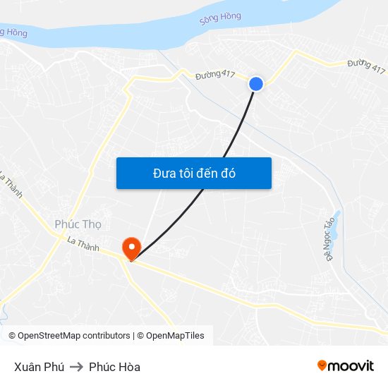 Xuân Phú to Phúc Hòa map