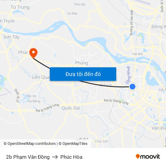 2b Phạm Văn Đồng to Phúc Hòa map